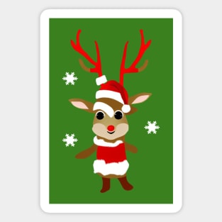 Cute Little Reindeer in a Santa Suit Magnet